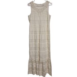 Studio One New York Boho White Lace Crochet Maxi Dress, Size 8